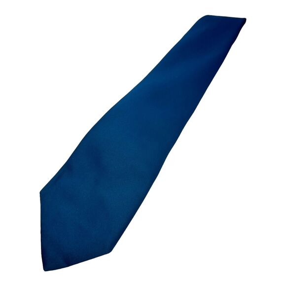 Monsieur Cravatieur Men’s Necktie Tie Solid Blue Polyester Vintage - Picture 2 of 6